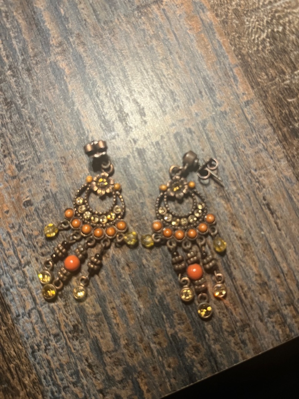 henri bendel Orange and Yellow Beaded Dangle Earrings
